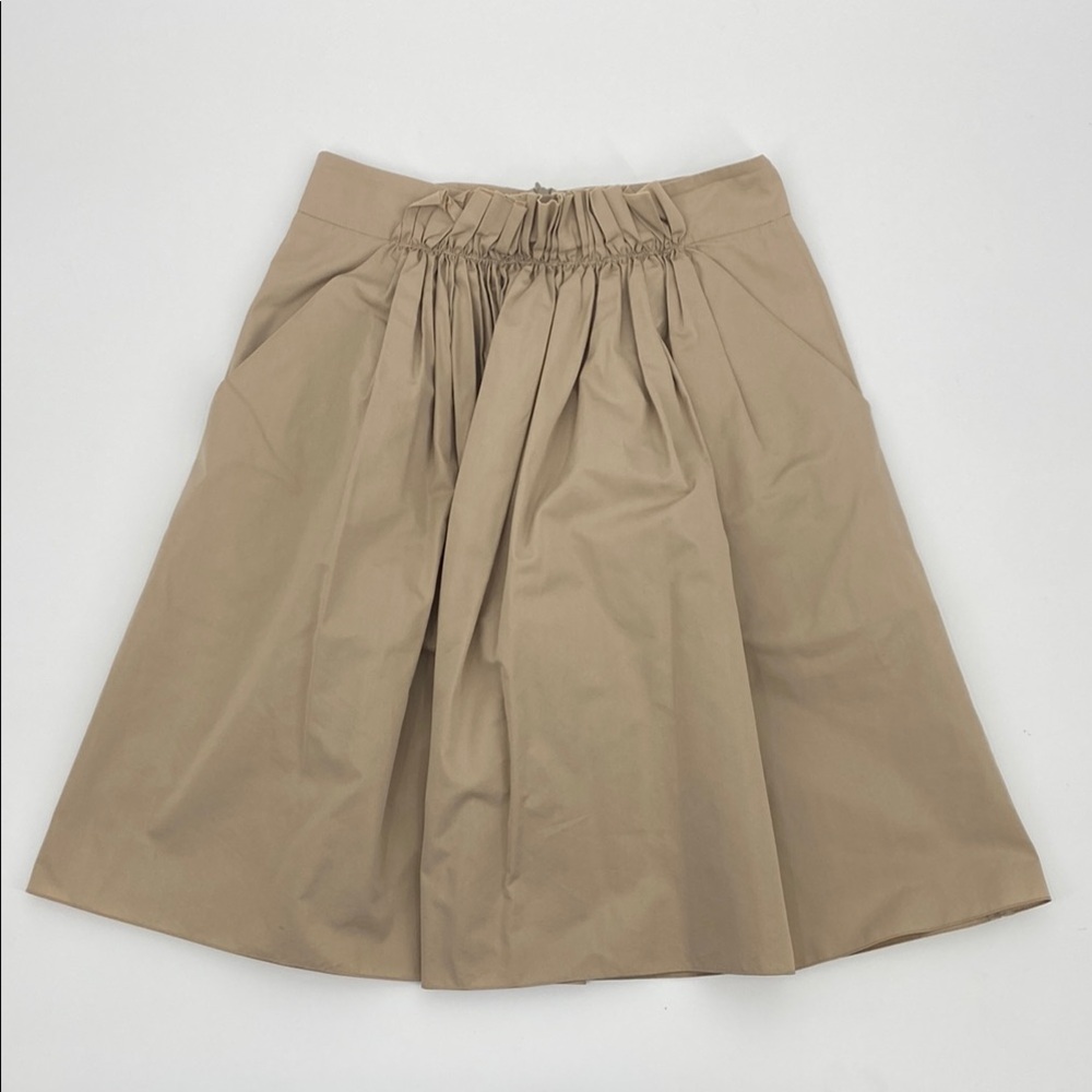 MARTIN GRANT Silk Cotton Khaki Knee Length Skirt
